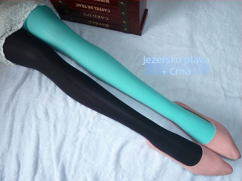 Ženske tajice u japanskom stilu s asimetričnim blokiranjem boja, lijeva i desna noga, AB Yin-Yang velur paneli