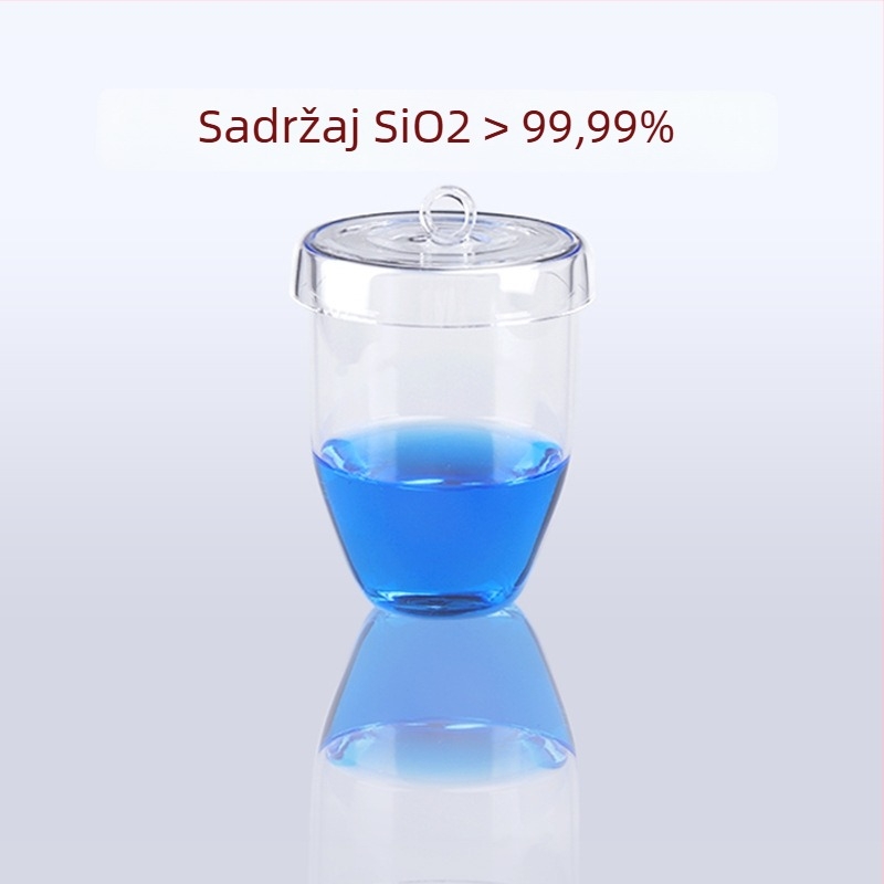 Kvarcni crucible visoke čistoće, otporan na visoke temperature, zapremine 50/100/200/300 ml, proziran, otporan na kiseline i baze do 1400°C