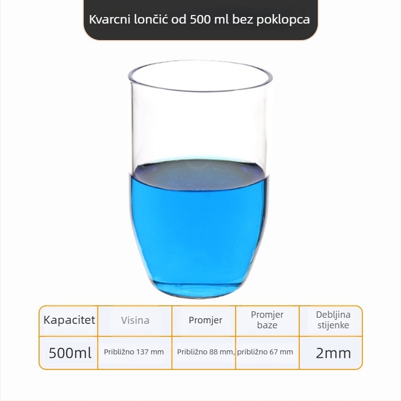 Kvarcni crucible visoke čistoće, otporan na visoke temperature, zapremine 50/100/200/300 ml, proziran, otporan na kiseline i baze do 1400°C
