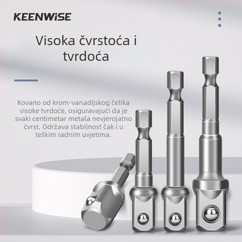 Adapter šestouog ог osovinskog dijela na četverostruki pogon za bušilicu i električni odvijač, spojna šipka, 6,3 mm