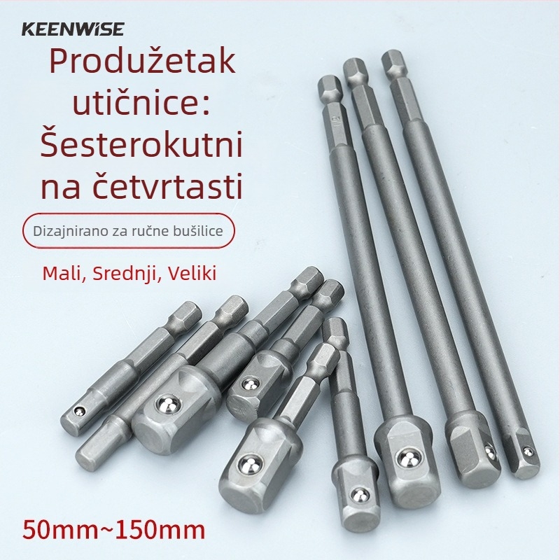 Adapter šestouog ог osovinskog dijela na četverostruki pogon za bušilicu i električni odvijač, spojna šipka, 6,3 mm