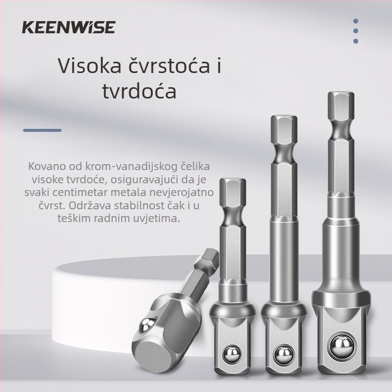 Adapter šestouog ог osovinskog dijela na četverostruki pogon za bušilicu i električni odvijač, spojna šipka, 6,3 mm