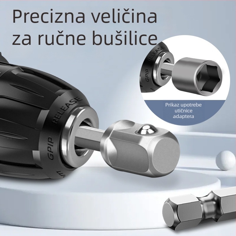 Adapter šestouog ог osovinskog dijela na četverostruki pogon za bušilicu i električni odvijač, spojna šipka, 6,3 mm