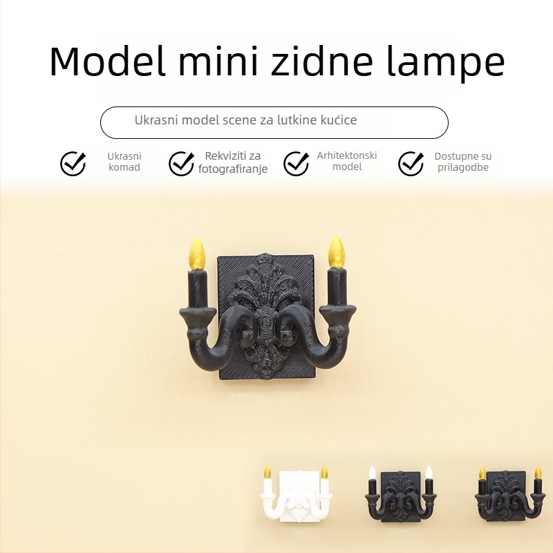 Mini scena za kućicu lutkicu, zidna lampica i dekorativno osvjetljenje za mini domove