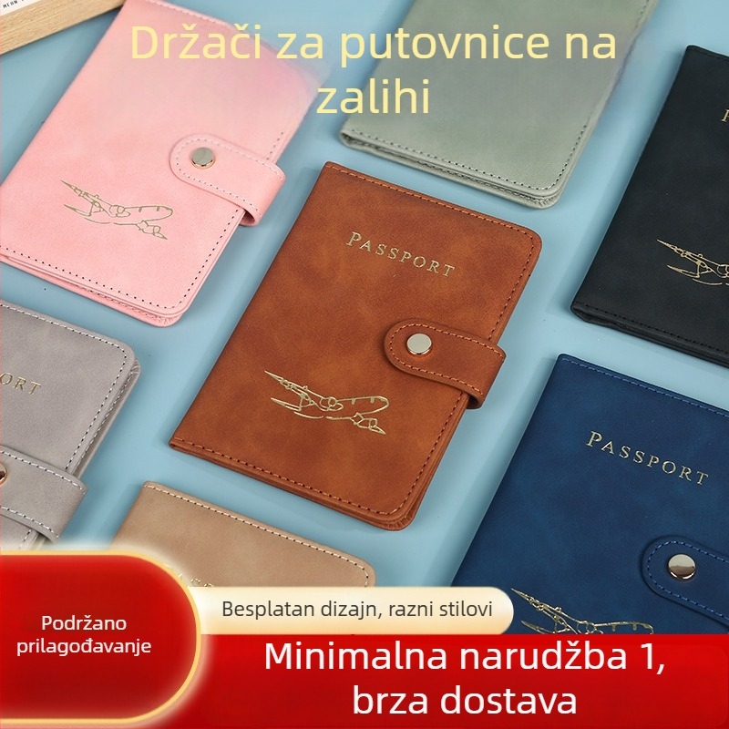 Kožni držač za putovnicu i dokumente za putovanje s metalnom kopčom, prilagodljiv logo, prijenosno skladište za karte