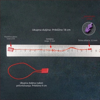 Univerzalna jednokratna šnura za etiketu odjeće, poliester konac s malom kvadratnom perlicom