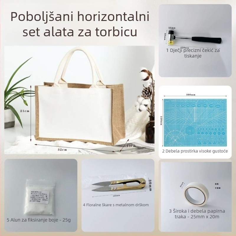 Komplet za tiskanje tkanina lišćem za djecu — čekić s gumom za drveni blok i set alata za DIY ispis