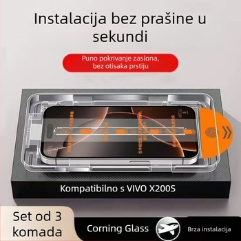 Vivo X200S zaštitno staklo za zaslon – potpuno prekrivanje, HD jasna slika, otporno na pad, šok-otpornost, brzo postavljanje