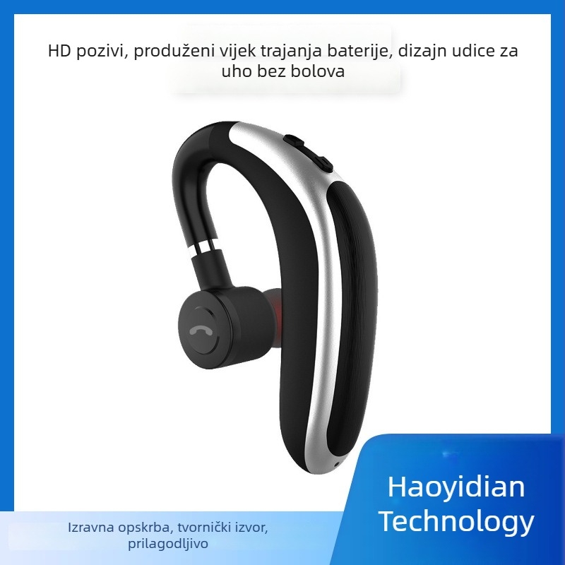 K20 Bluetooth slušalice s izuzetno dugim trajanjem baterije, dizajn za pričvršćivanje za uho, idealne za sport i vožnju, prijenosne, u standby modu, bežične 5.0, nisu u uhu