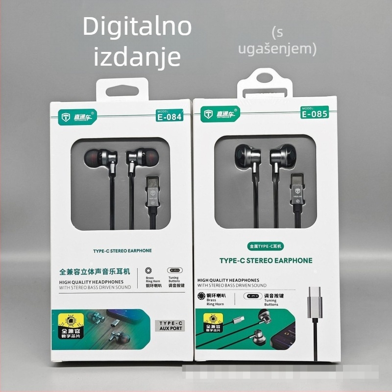 Žične Type-C slušalice, izdržljive, kompatibilne s iPhone 16 i Huawei uređajima, plug-and-play, jasna zvučna kvaliteta