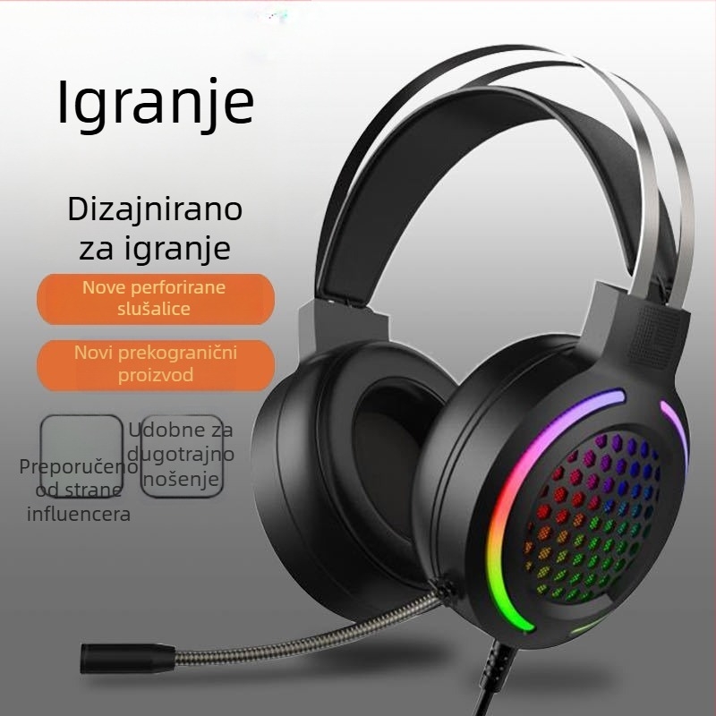 RGB USB gaming slušalice s mikrofonom, 7.1 surround zvuk, žične