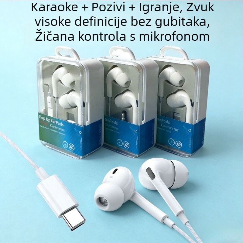 Žične ušne slušalice s Type-C digitalnim čipom i mikrofonom za Huawei/Honor X5 – karaoke snimanje