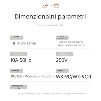 Višefunkcionalni putni adapter za utičnice s njemačkim i europskim standardom, dvopinska utičnica