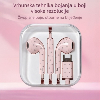 Distant Place Y serija kabelske slušalice s vodnim prijenosom uzorka zvjezdastog karikaturalnog dizajna, mikrofon, Type-C priključak