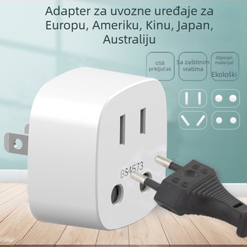 EU–US adapter utičnice, 2 okrugla pin-a, konverter u američki standard, europskog stila