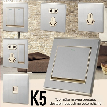 Liangjia 86-tip zidni prekidač i utičnica, komplet panel set od nehrđajućeg čelika sa brušenom završnom obradom, za ugradnju u zid