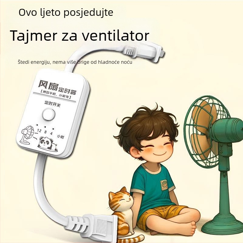 Pametni ventilator s utičnicom za punjenje telefona i vremenskim isključivanjem, kućna zaštita