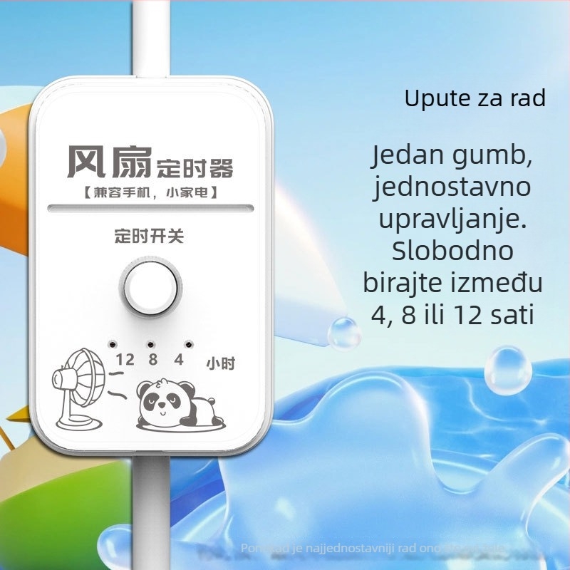 Pametni ventilator s utičnicom za punjenje telefona i vremenskim isključivanjem, kućna zaštita