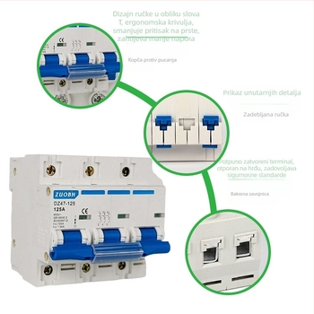 DZ47-125 kućni mini prekidač kruga, 1P 2P 3P 4P, 80A 100A 125A
