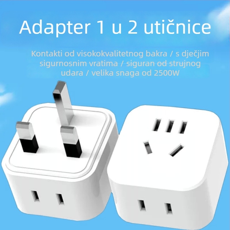 Adapter britanskog standarda za kućni višestruki utičnik, 1 na 2 utičnice, britanski utikač konverter, putna utičnica za Hong Kong i Makao