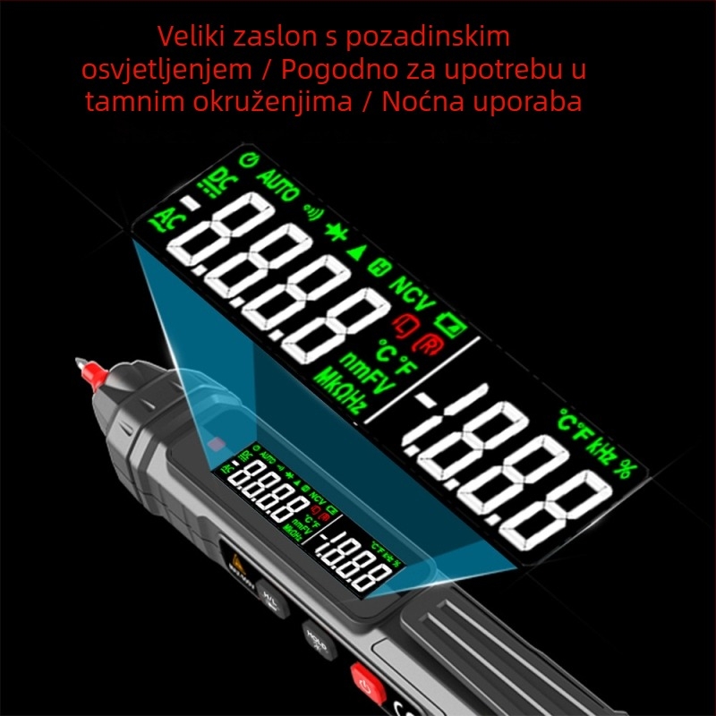 ZL12B digitalni multimetar za elektroinstalacije s provjerom kontinuiteta i otkrivanjem faze i neutralnog vodiča, pametni zaslon, tester olovka, višenamjerni univerzalni mjerač