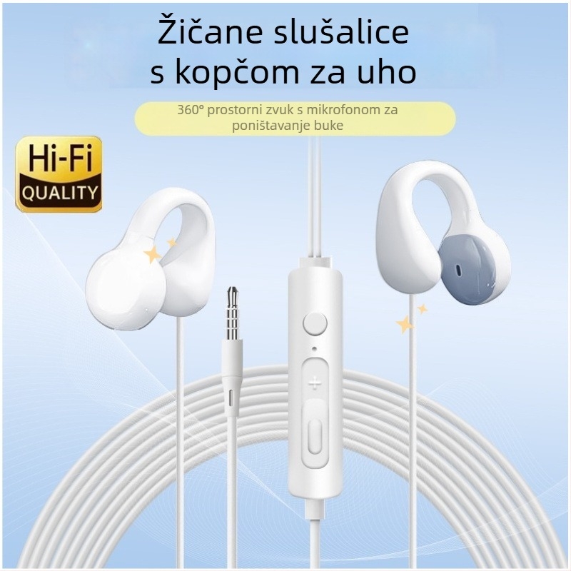 Žične slušalice s klipom za uho, USB-C / 3,5 mm, visokokvalitetan zvuk, izdržljive, dizajn bez umetanja u uho, univerzalne za telefone i računala, produžni kabel