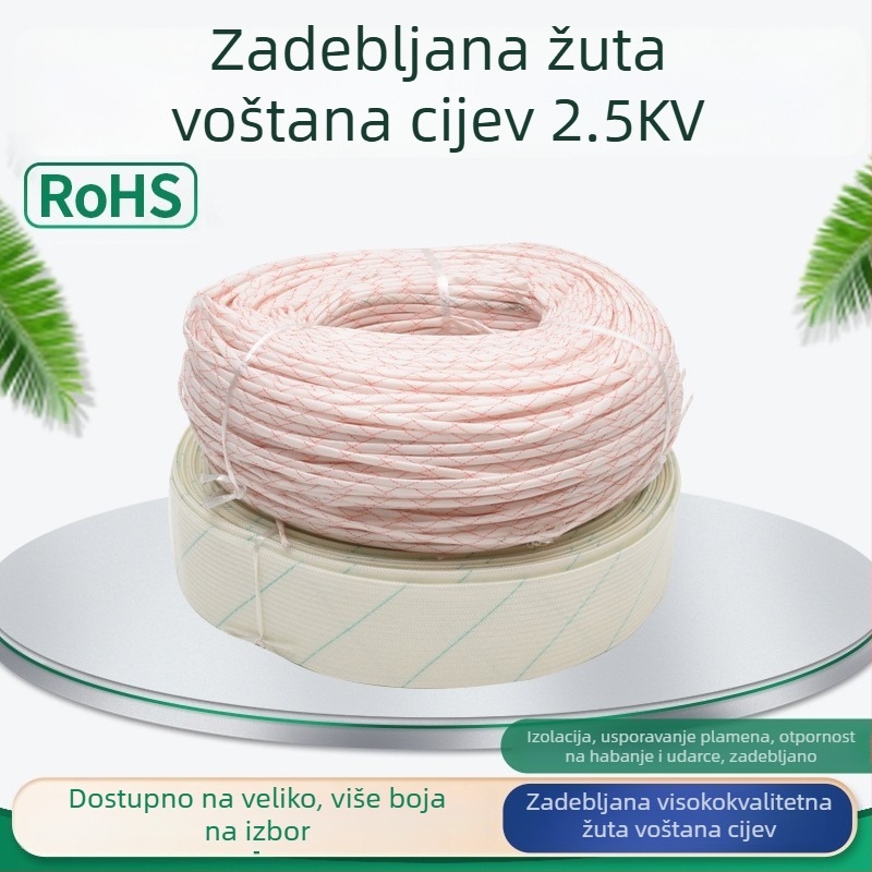 Izolacijska cijev od staklene vlaknine za električne žice, 2,5 kV, otporna na visoke temperature, bijela s crvenim prugama
