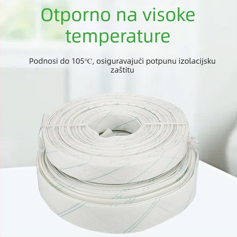 Izolacijska cijev od staklene vlaknine za električne žice, 2,5 kV, otporna na visoke temperature, bijela s crvenim prugama