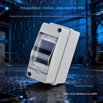 Kompaktna vanjska IP65 kutija za distribuciju s 2 kruga, ABS plastika, kućište za osigurače
