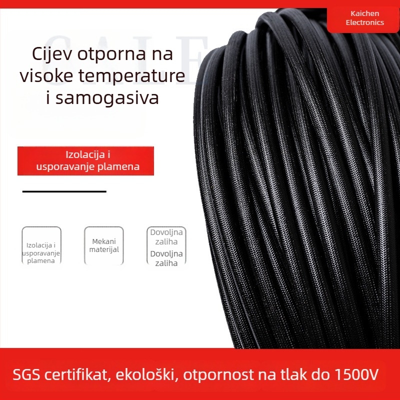 Na skladištu, veleprodaja: 1,5 kV crna samoodrživa izolacijska obloga od staklene vlakna, otporna na visoke temperature