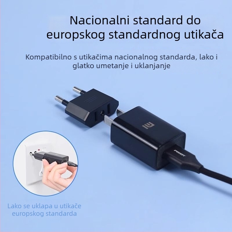 EU–US adapter utičnice, 4.0 mm EU na US, dvije okrugle na dvije plosne