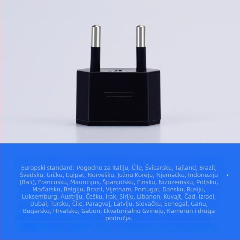 EU–US adapter utičnice, 4.0 mm EU na US, dvije okrugle na dvije plosne