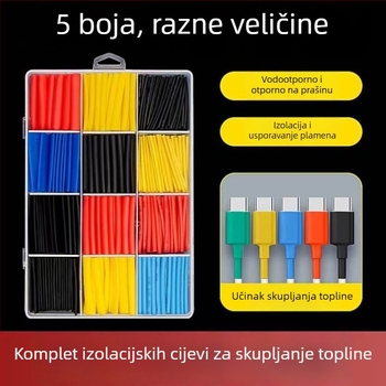 Dvobojni set cijevi za termo skupljanje za kućni DIY, izolacijski zaštitni omotač za električne žice