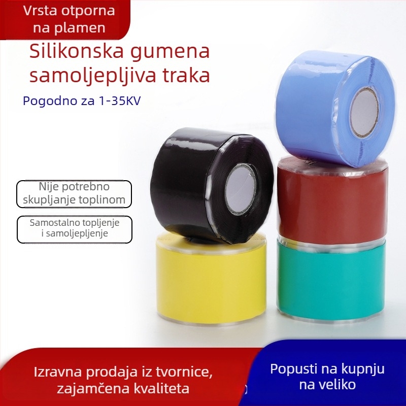 Silikonska gumena samoljepljiva izolacijska traka za visok napon 10/30 kV, silikonska traka za omatanje za električne instalacije, hladno skupljanje