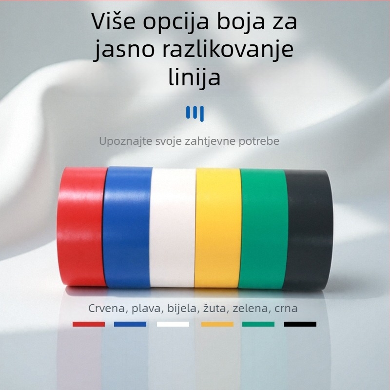 Proširena 2,5 cm PVC izolacijska traka, vodonepropusna i otporna na visoke temperature, crna, dvobojna otporna na plamen