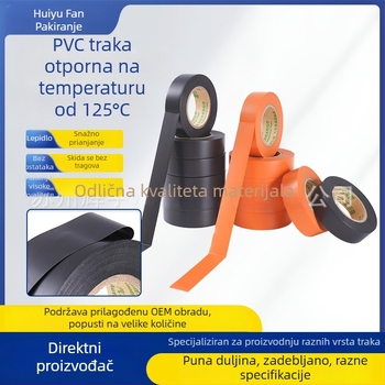 PVC električna traka, otporna na 125°C, deblja, otporna na habanje, visoka adhezija, bez ostataka, crno-narančasta, za kabelske snopove