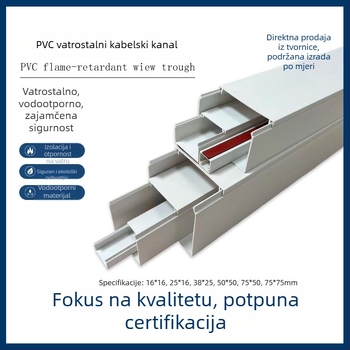 PVC kvadratni kabel kanal, samoljepljiv, za ugradnju na zid, 16x16–75x75 mm