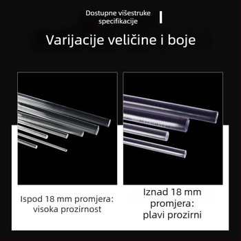 Polikarbonatna šipka, visoke transparentnosti, čvrsta okrugla šipka, crne boje, otporna na visoke temperature, duljina po mjeri