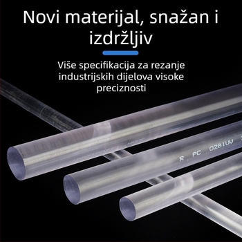 Polikarbonatna šipka, visoke transparentnosti, čvrsta okrugla šipka, crne boje, otporna na visoke temperature, duljina po mjeri