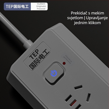 Pametni nagibni trokutasti produžni kabel s USB-om, višestruki priključci, za dom i studentski dom