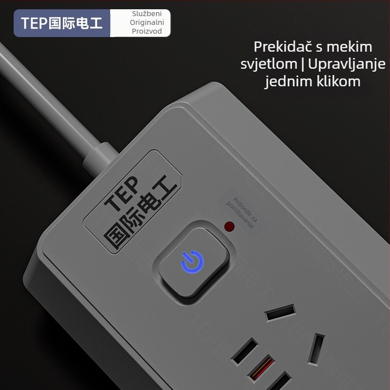 Pametni nagibni trokutasti produžni kabel s USB-om, višestruki priključci, za dom i studentski dom