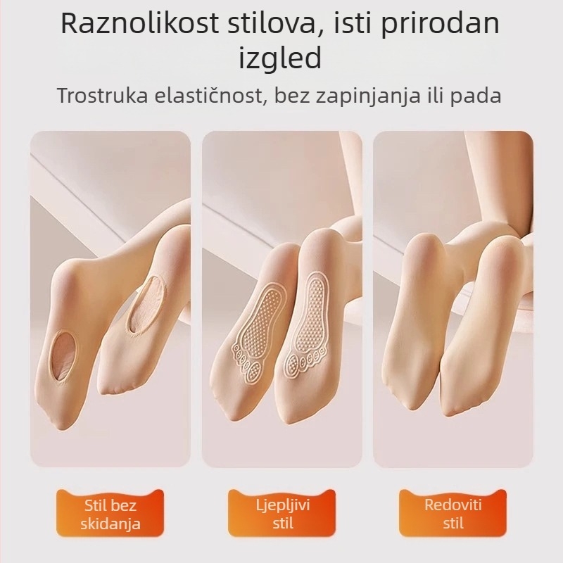 Tanke najlonke s silikonom protiv klizanja na stopalima, za žene, plus veličina