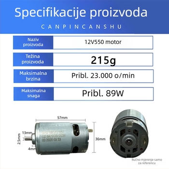 12V550 motor za bežični bušilicu i električnu odvijač – motor od čistog bakra
