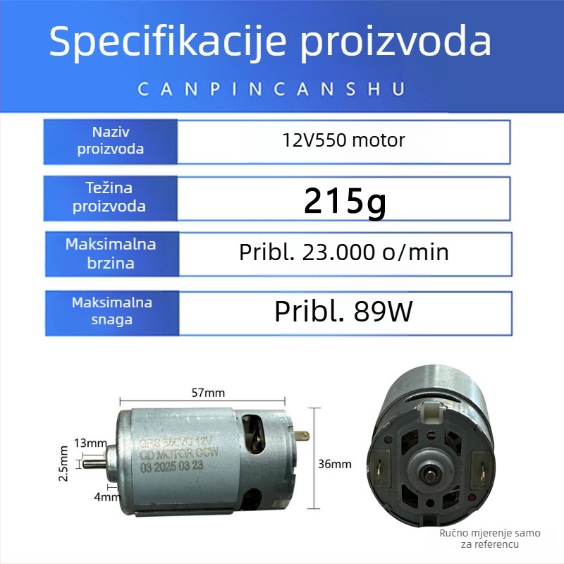 12V550 motor za bežični bušilicu i električnu odvijač – motor od čistog bakra