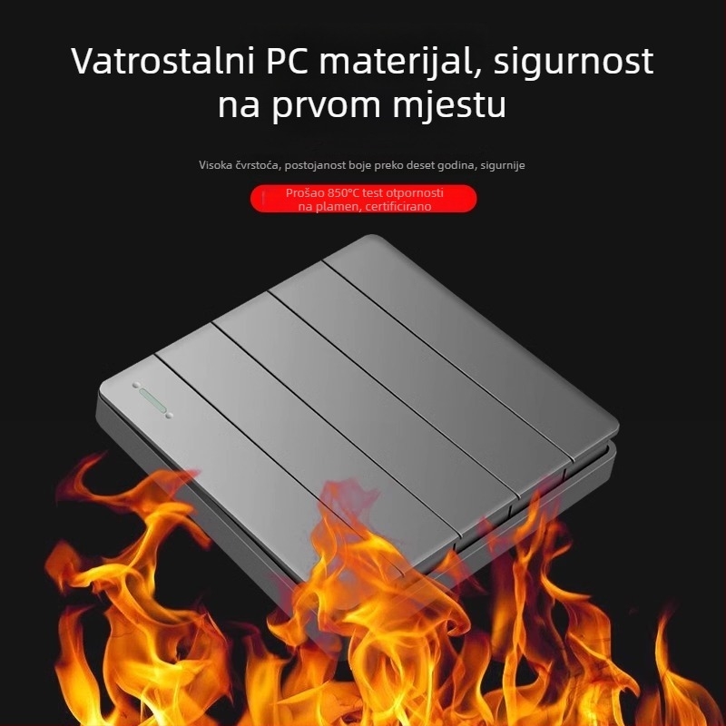86-tip petokanalni zidni prekidač, skrivena ugradnja, sivi panel za dnevnu sobu