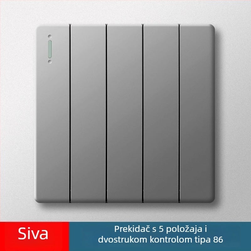 86-tip petokanalni zidni prekidač, skrivena ugradnja, sivi panel za dnevnu sobu