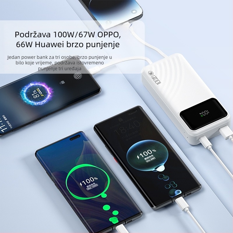 Power bank s 3C certifikatom, brzo punjenje, velika kapaciteta, ugrađen kabel, pametni digitalni zaslon, PD brzo punjenje, 20000mAh