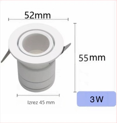 Mali ugrađeni LED spot s anti-glare COB bullseye svjetlom, efekt zvjezdane nebeske svjetlosti, bez glavnog svjetla