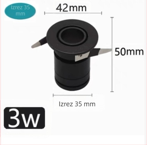 Mali ugrađeni LED spot s anti-glare COB bullseye svjetlom, efekt zvjezdane nebeske svjetlosti, bez glavnog svjetla