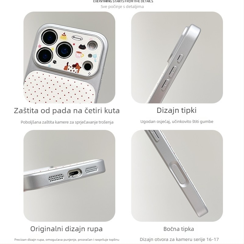 Kaia korejskog stila minimalistička futrola s crvenim točkama i crtežom jazavčara za iPhone 17 Pro Max
